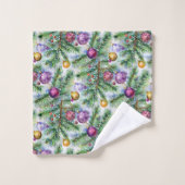 Holiday Christmas Tree Ornaments バスタオルセット (ウォッシュタオル)