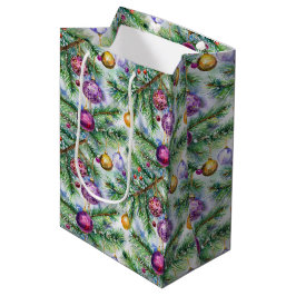 Holiday Christmas Tree Ornaments ミディアムペーパーバッグ