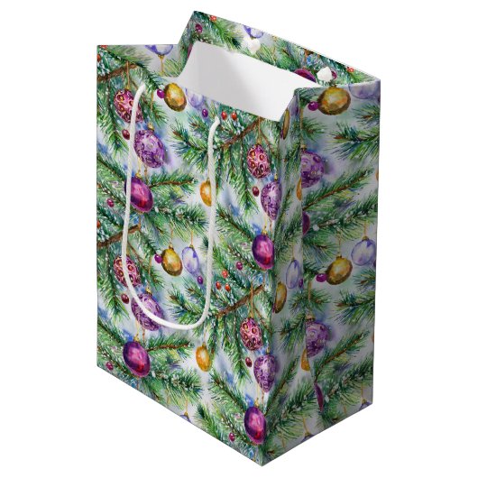 Holiday Christmas Tree Ornaments ミディアムペーパーバッグ (正面アングル)