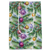 Holiday Christmas Tree Ornaments ミディアムペーパーバッグ (裏面)