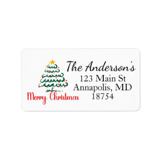 Holiday Christmas Tree Return Address Label ラベル