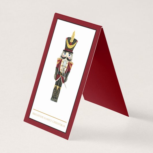 Holiday Christmas Watercolor Nutcracker Place Card (正面)