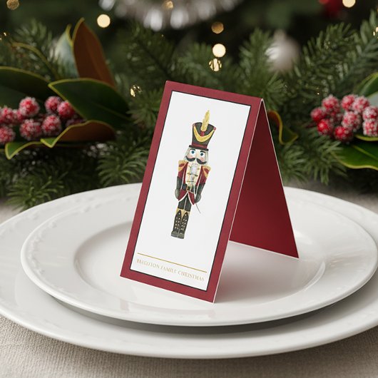 Holiday Christmas Watercolor Nutcracker Place Card