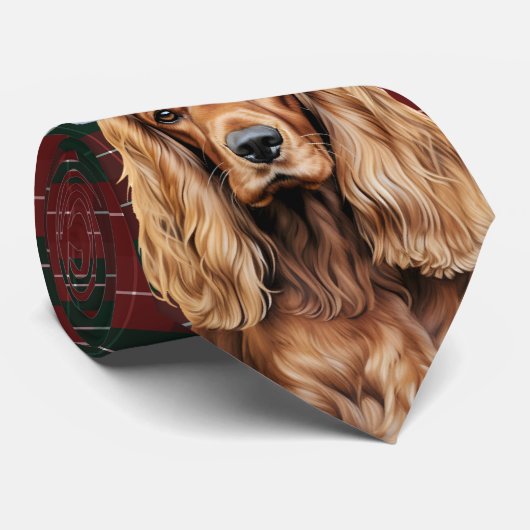 Holiday Cocker Spaniel Dog with Christmas Plaid ネクタイ (ロール)