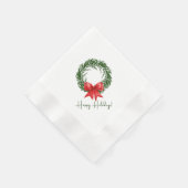 Holiday Cocktail Napkins | Happy Holidays Wreath 縁ありカクテルナプキン (角)