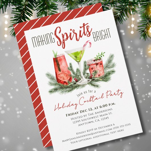 Holiday Cocktail Party Making Spirits Bright  招待状
