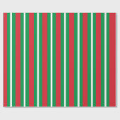 Holiday Colours Green Red White Stripes ラッピングペーパー (フラット)