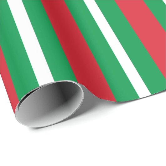 Holiday Colours Green Red White Stripes ラッピングペーパー (ロールコーナー)