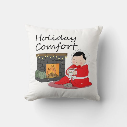 Holiday Comfort - Christmas themed Throw Pillow クッション (正面)