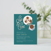 Holiday Cookie & coffee/tea Sip & See baby shower ポストカード (スタンド正面)