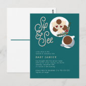 Holiday Cookie & coffee/tea Sip & See baby shower ポストカード (正面/裏面)