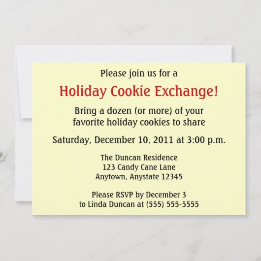 Holiday Cookie Exchange Invitation 招待状 (裏面)