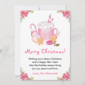 Holiday Cookies and Cocoa Pink Merry Christmas シーズンカード (正面)