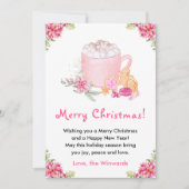 Holiday Cookies and Cocoa Pink Merry Christmas シーズンカード (正面)