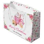 Holiday Cookies and Cocoa Pink Merry Christmas ラージペーパーバッグ (裏面アングル)