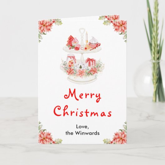 Holiday Cookies and Cocoa Red Merry Christmas シーズンカード (正面)
