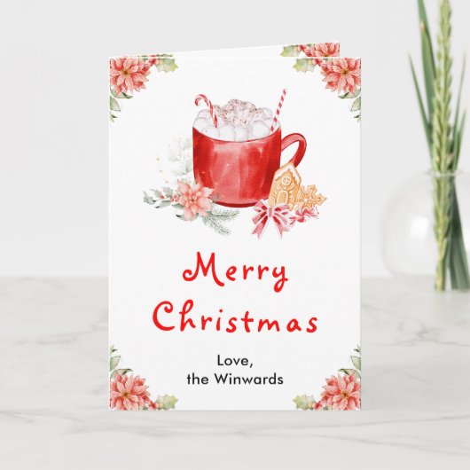 Holiday Cookies and Cocoa Red Merry Christmas シーズンカード (正面)