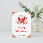Holiday Cookies and Cocoa Red Merry Christmas シーズンポストカード (スタンド正面)