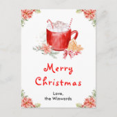 Holiday Cookies and Cocoa Red Merry Christmas シーズンポストカード (正面)