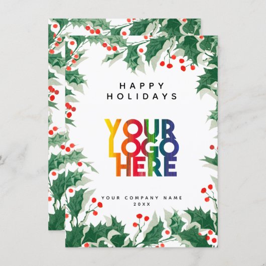 Holiday Corporate Business Logo Christmas Card (正面/裏面)