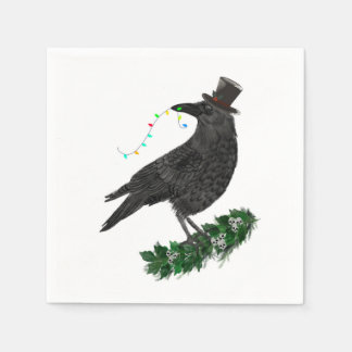 Holiday Crow with Top Hat スタンダードカクテルナプキン