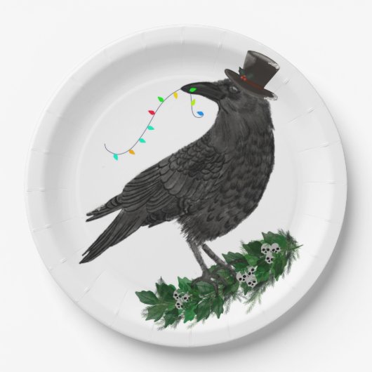Holiday Crow with Top Hat ペーパープレート (正面)