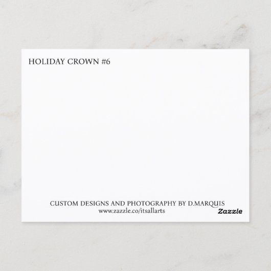 HOLIDAY CROWN #6 Postcard ポストカード (裏面)