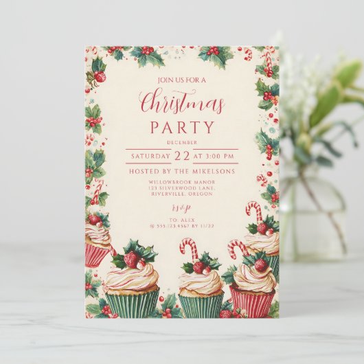 Holiday Cupcake Cheer Christmas 招待状 (スタンド正面)