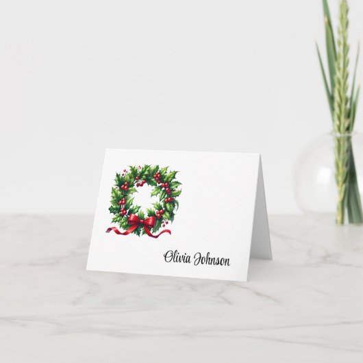 Holiday Custom Name Folded Note Cards サンキューカード (正面)