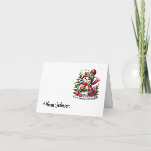 Holiday Custom Name Folded Note Cards サンキューカード (正面)
