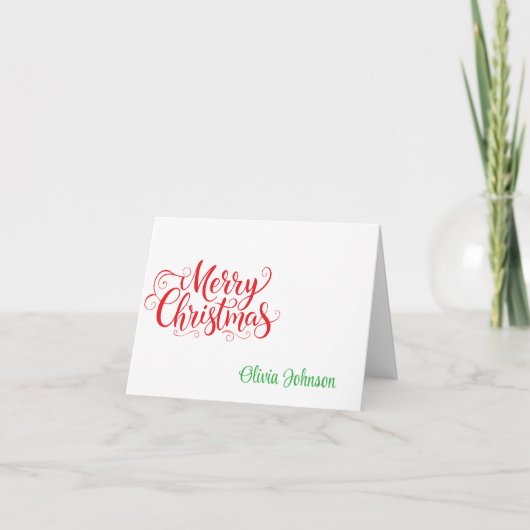 Holiday Custom Name Folded Note Cards サンキューカード (正面)
