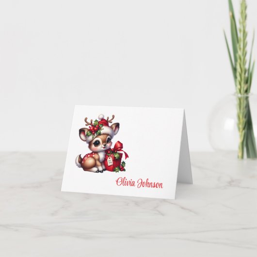Holiday Custom Name Folded Note Cards サンキューカード (正面)