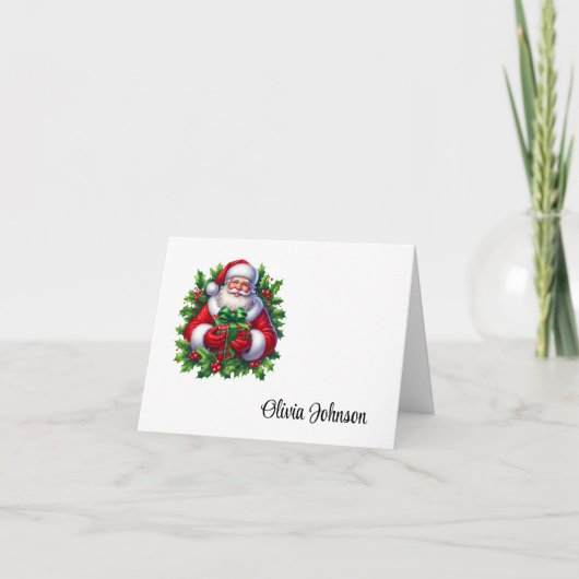 Holiday Custom Name Folded Note Cards サンキューカード (正面)