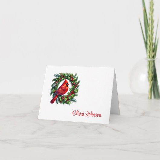 Holiday Custom Name Folded Note Cards サンキューカード (正面)