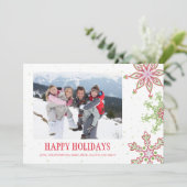 Holiday Cute Snowflake お洒落 1カラフル写真 シーズンカード (スタンド正面)
