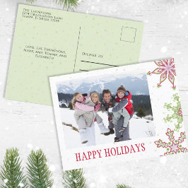 Holiday Cute Snowflake お洒落 1カラフル写真 シーズンポストカード