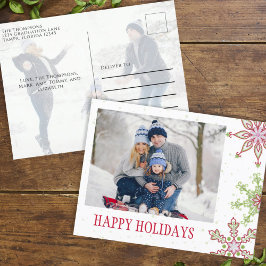 Holiday Cute Snowflake お洒落 2カラフル Photo シーズンポストカード