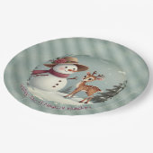 Holiday Designed Snowman And Deer ペーパープレート (アングル)