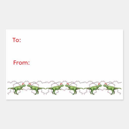 Holiday Dinosaurs Holiday Sticker 長方形シール (正面)