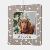 Holiday Dog Bone & Pawprintペットフォパーソナライズされたト セラミックオーナメント (左)