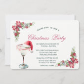 Holiday Drink Santa Hat Branches Christmas 招待状 (正面)