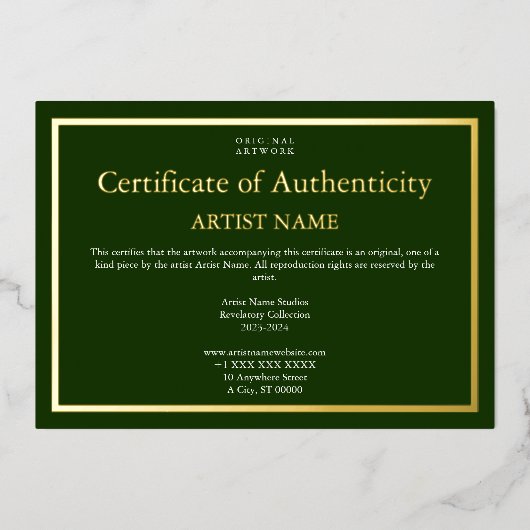 Holiday Editionホイル真正性証明書 箔シーズンカード (正面)