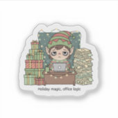 Holiday Elf Workload – Funny Christmas Sticker シール (正面)