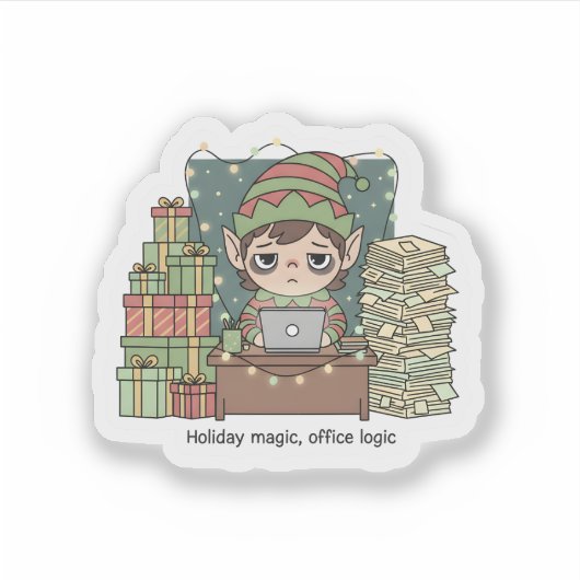 Holiday Elf Workload – Funny Christmas Sticker シール (正面)