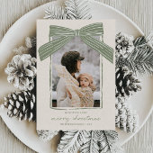 Holiday Family Photo Card Christmas Bow Stripe シーズンカード