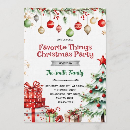Holiday Favorite Things Party Invitation 招待状 (正面)