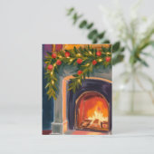 Holiday Fireplace | Christmas Garland Painted Card シーズンカード (スタンド正面)