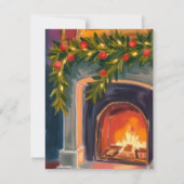 Holiday Fireplace | Christmas Garland Painted Card シーズンカード (正面)
