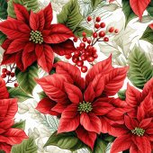 Holiday Floral Curtain Red Poinsettia Décor シャワーカーテン