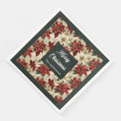 Holiday Floral Napkins Classic Red Green Blooms (コーナー)